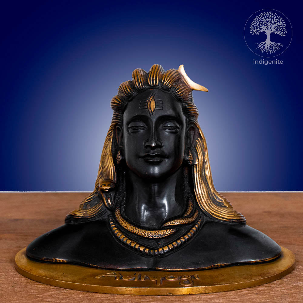 Adiyogi, Lord Shiva Statue - Brass Statue in Black and Golden Hues