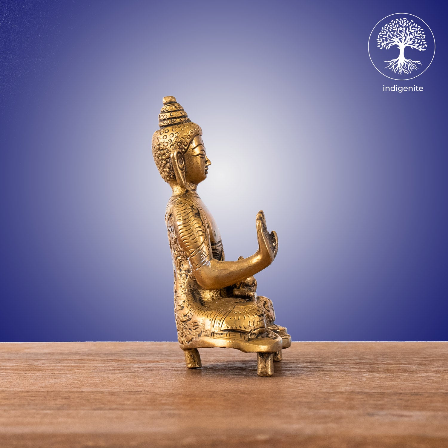 Antique Lord Buddha Sitting In Abhaya Mudra - Brass Statue