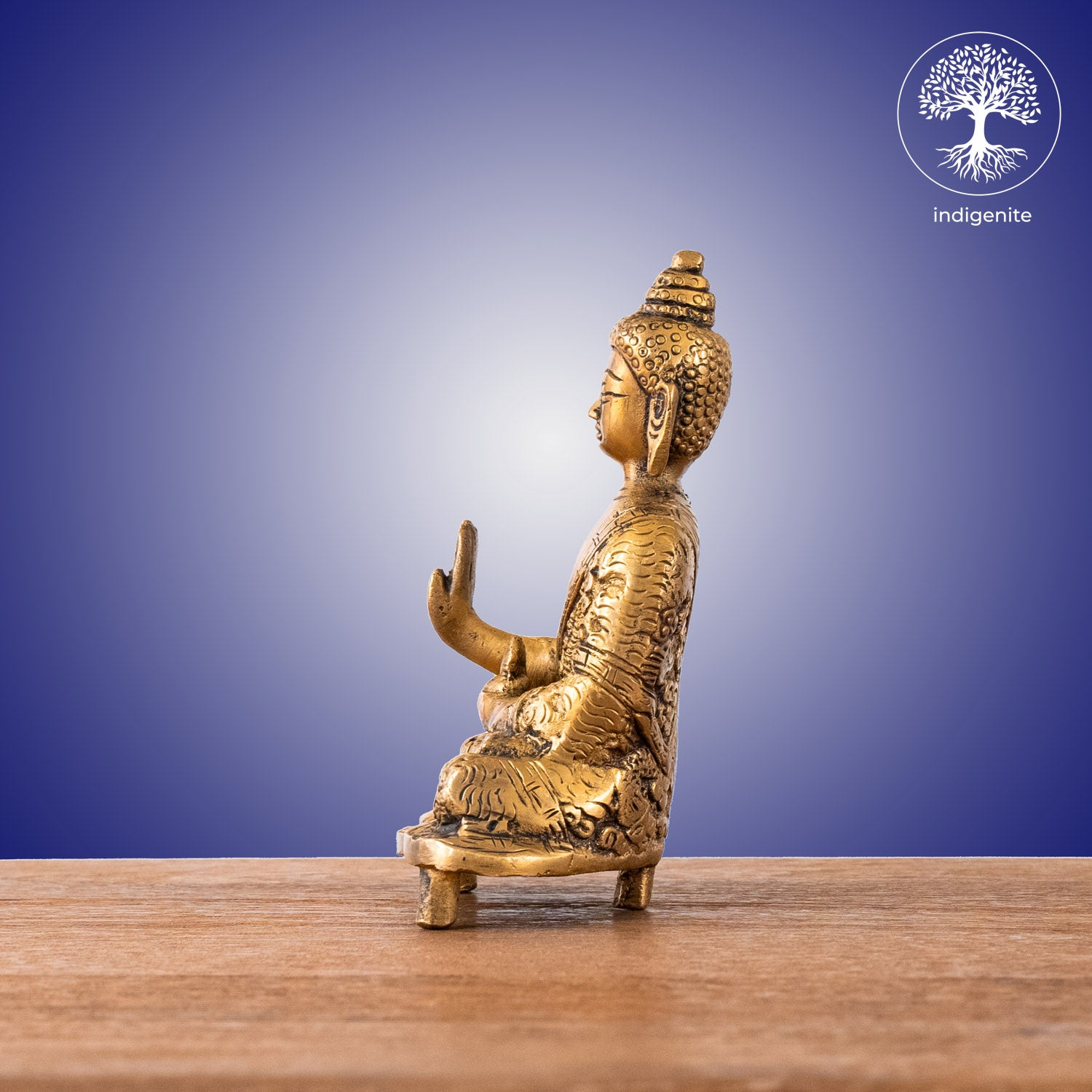Antique Lord Buddha Sitting In Abhaya Mudra - Brass Statue