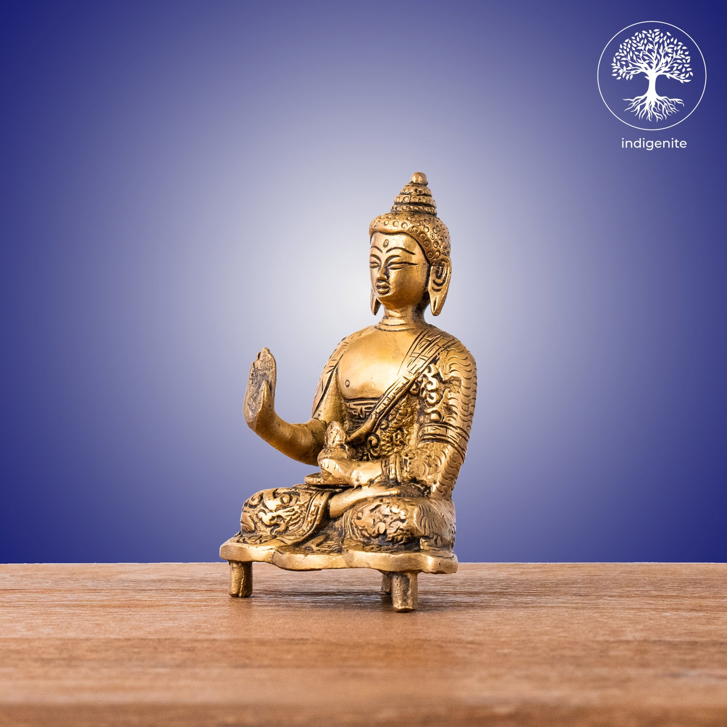 Antique Lord Buddha Sitting In Abhaya Mudra - Brass Statue