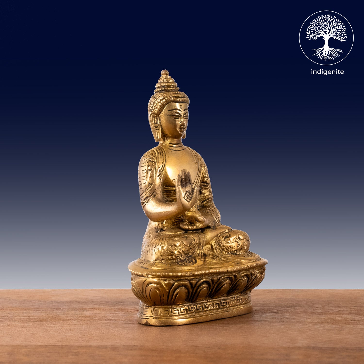 Antique Lord Buddha Sitting In Abhaya Mudra with Base - Brass Statue | 6.5 Inch