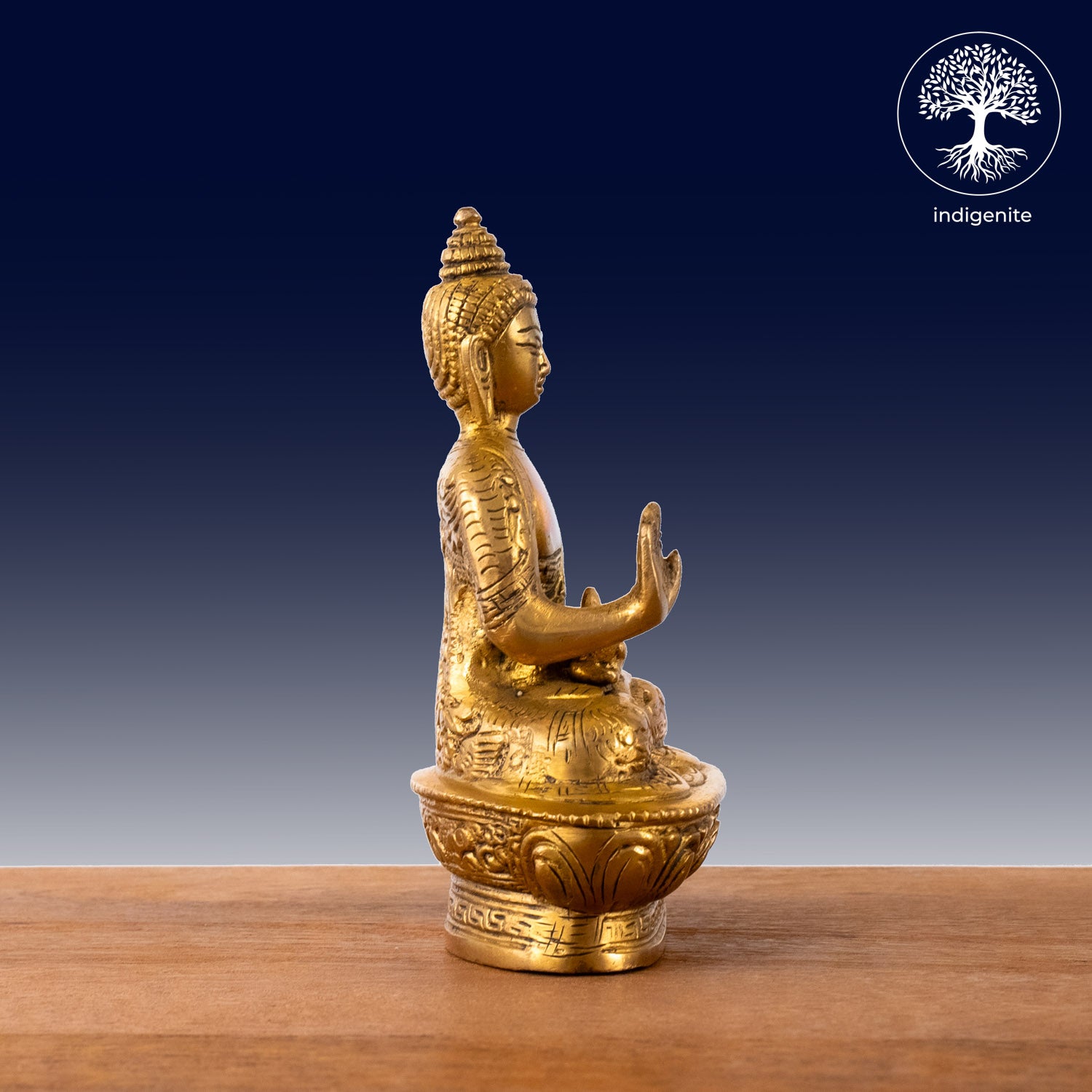 Antique Lord Buddha Sitting In Abhaya Mudra with Base - Brass Statue | 6.5 Inch