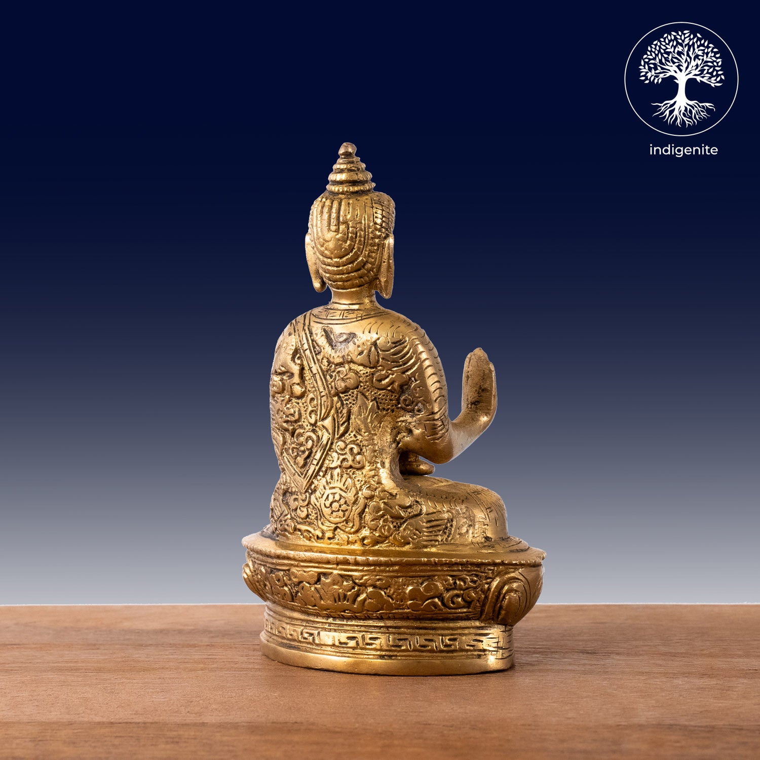 Antique Lord Buddha Sitting In Abhaya Mudra with Base - Brass Statue | 6.5 Inch
