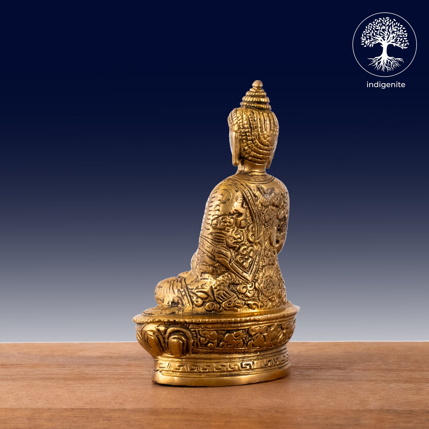 Antique Lord Buddha Sitting In Abhaya Mudra with Base - Brass Statue | 6.5 Inch