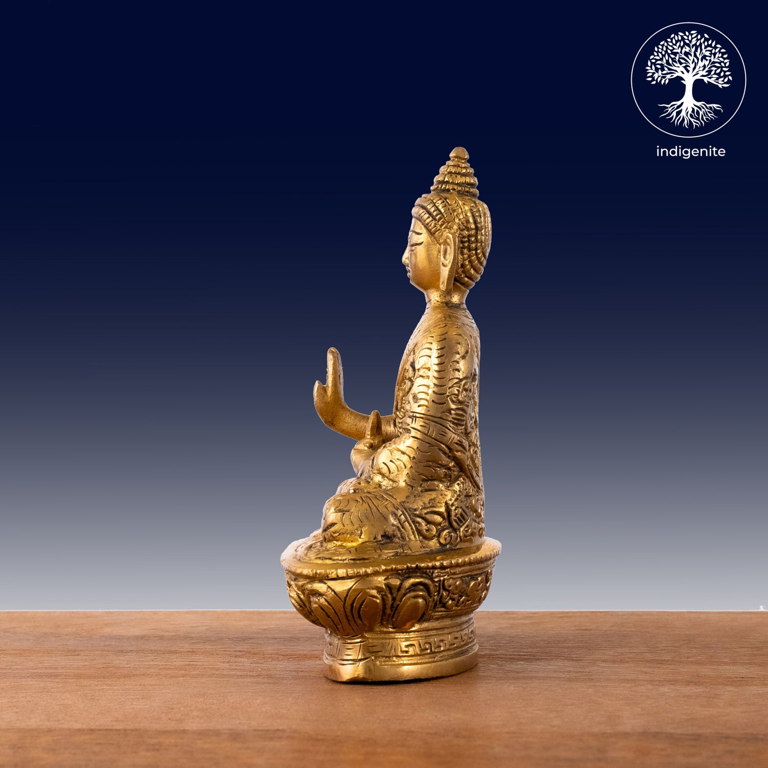 Antique Lord Buddha Sitting In Abhaya Mudra with Base - Brass Statue | 6.5 Inch