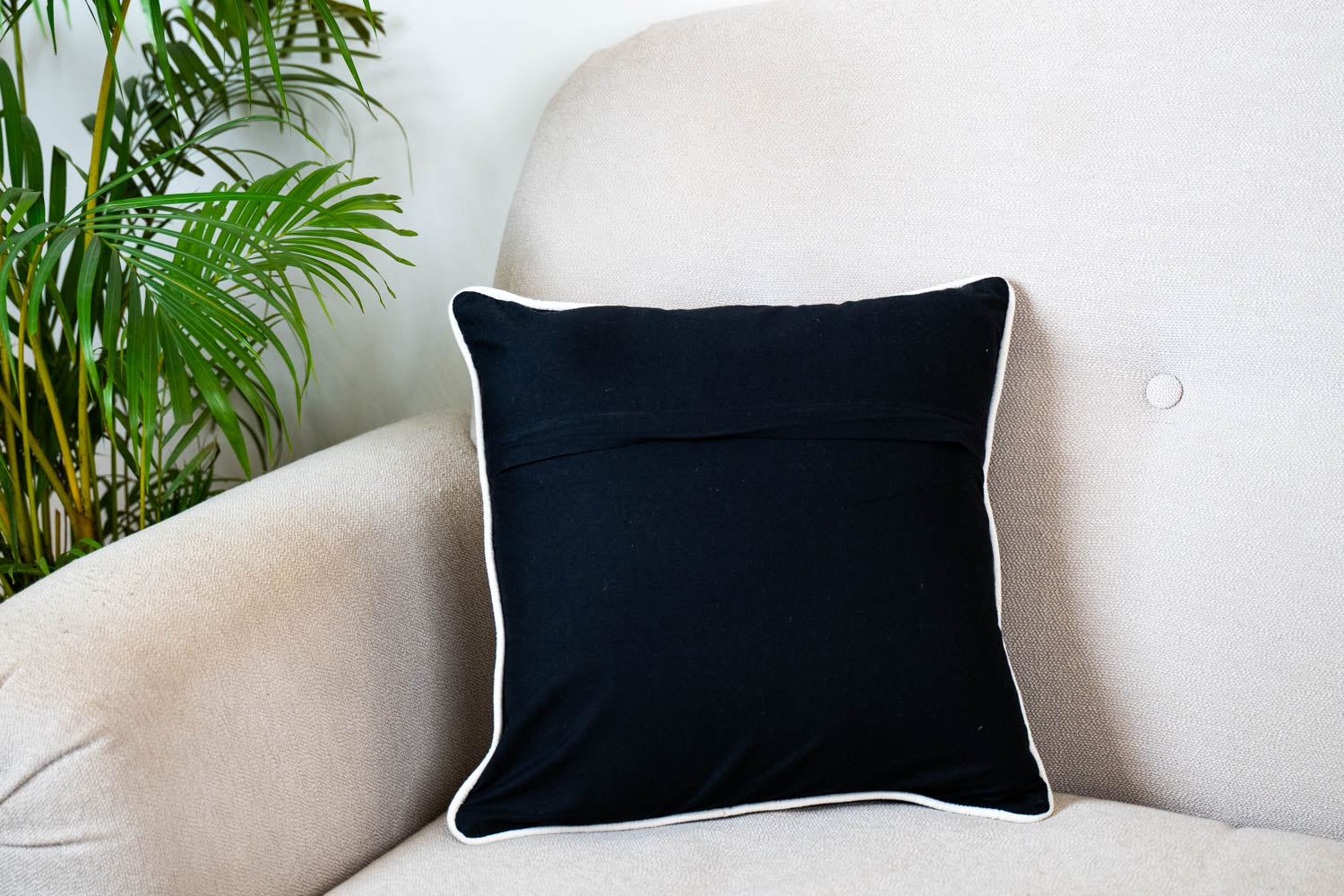 Black Circle Embroidered Cushion Cover (Set of 2)