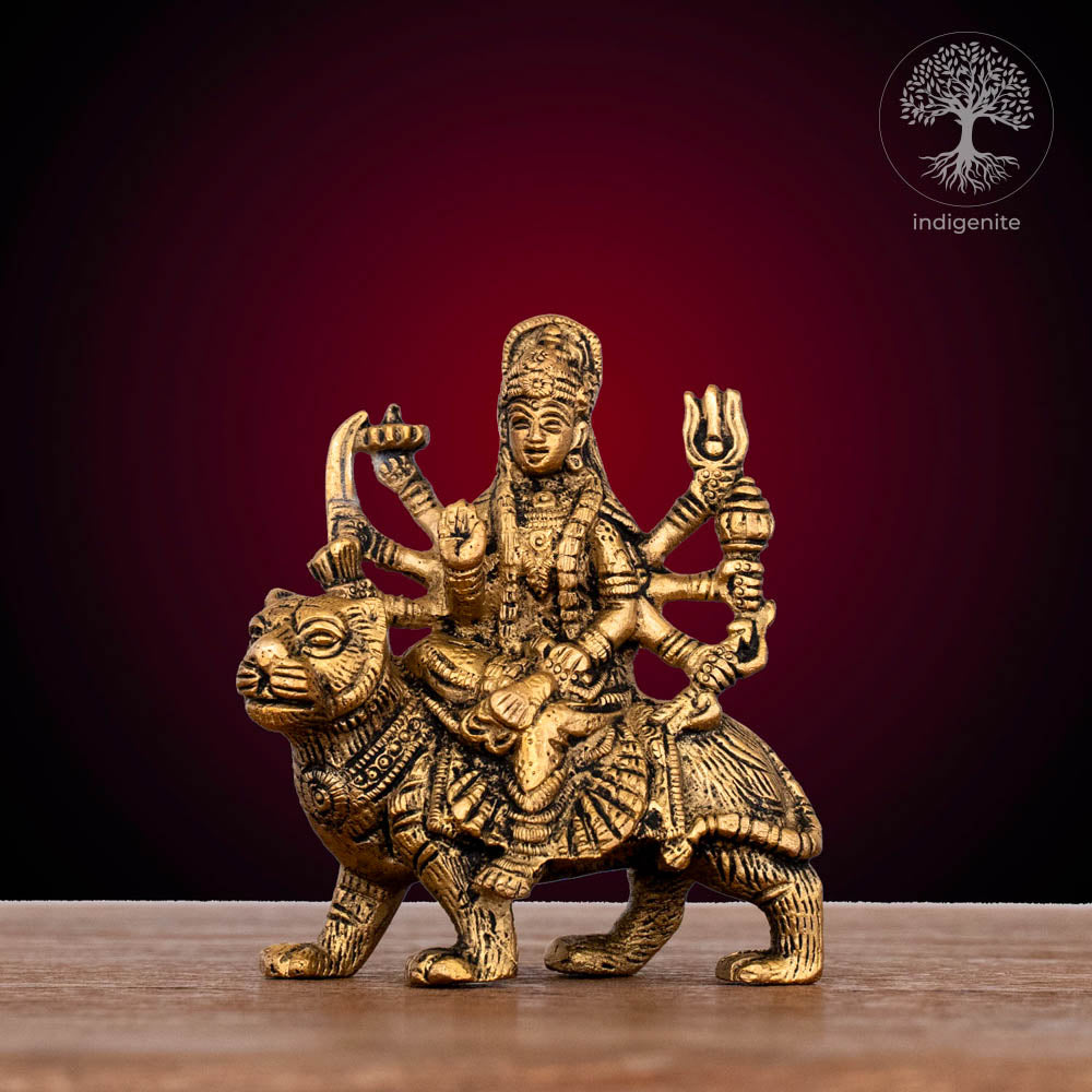 Antique Goddess Durga - Brass Statue