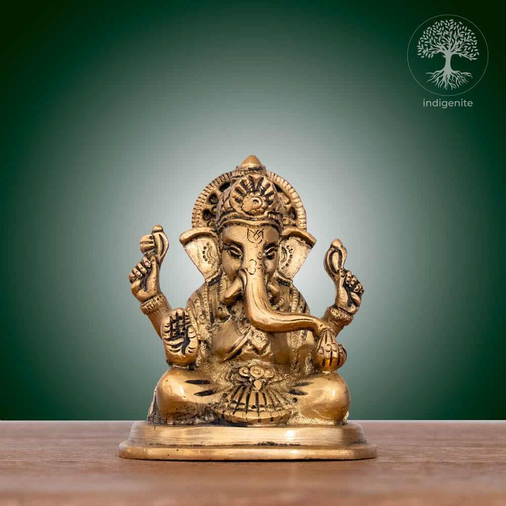 Lord Ganesh Idol | 3.5 Inch - Brass Statue