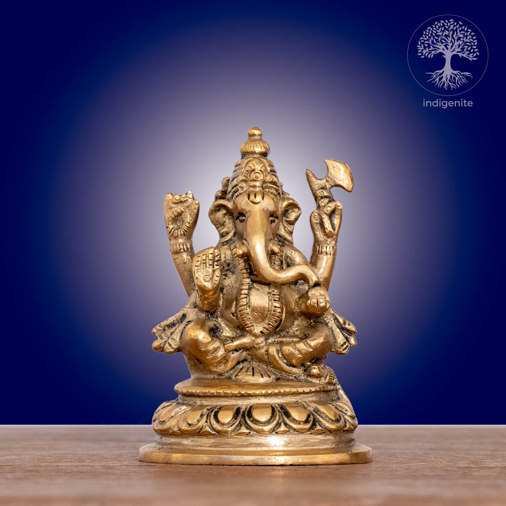 Lord Ganesh Idol | 3.25 Inch - Brass Statue