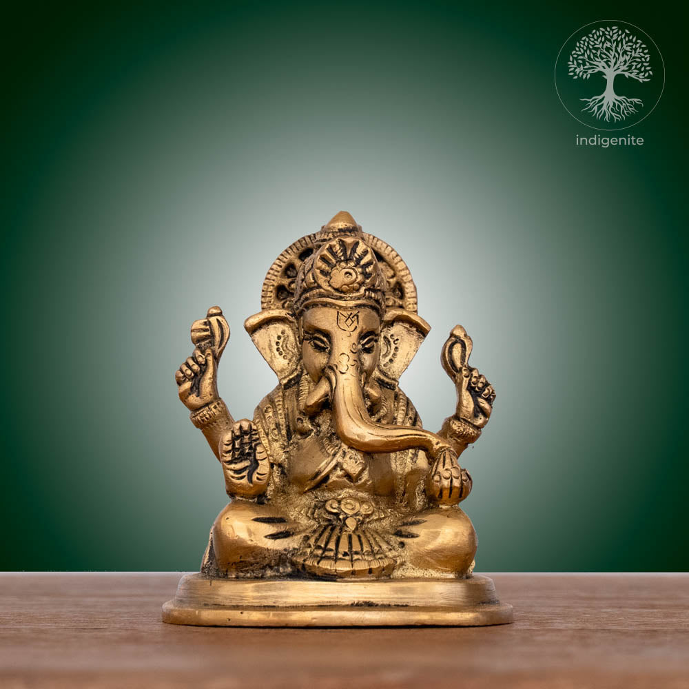 Lord Ganesh Idol | 3.5 Inch - Brass Statue