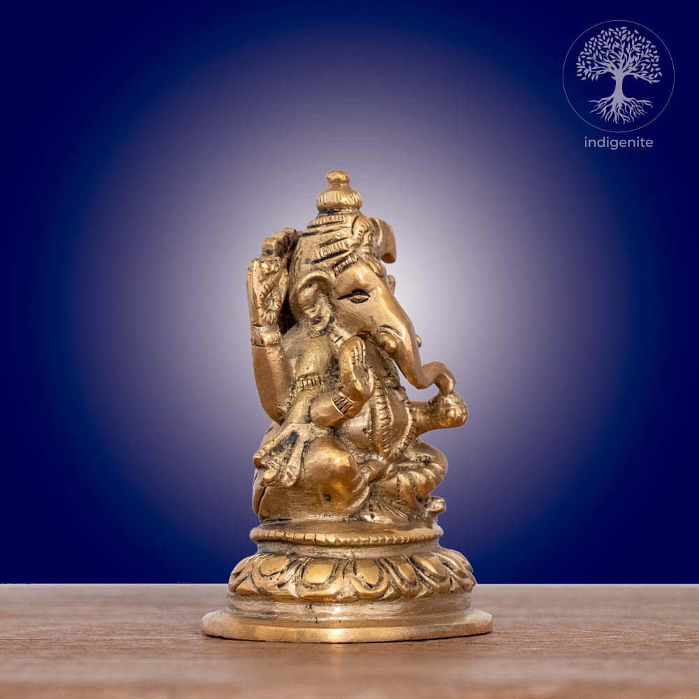 Lord Ganesh Idol | 3.25 Inch - Brass Statue