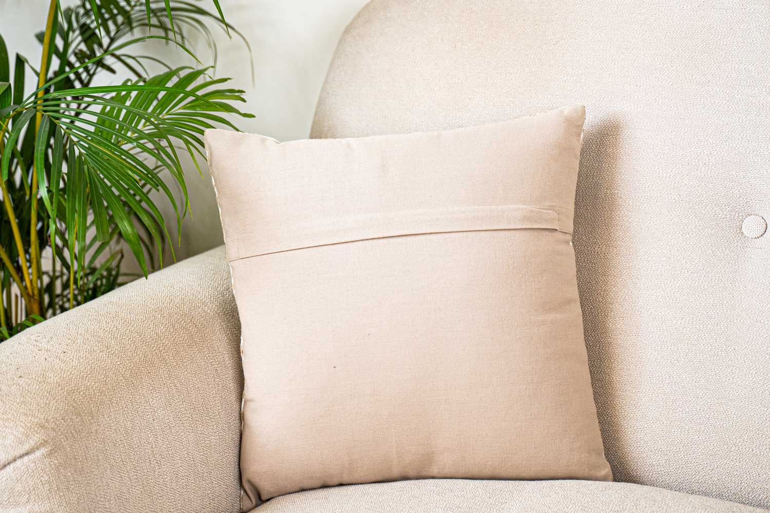 Elegant Beige Embroidered Cushion Cover