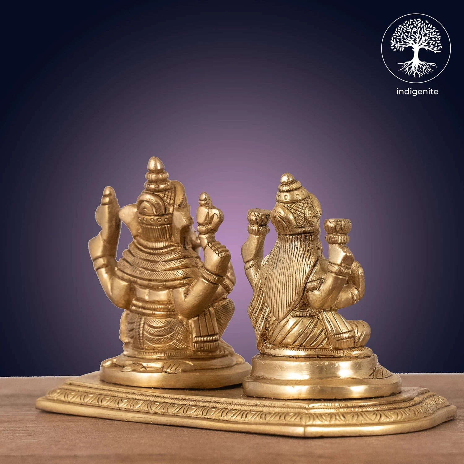 Ganesh Lakshmi Idols with Base - Brass Statue | 3.5 Inch