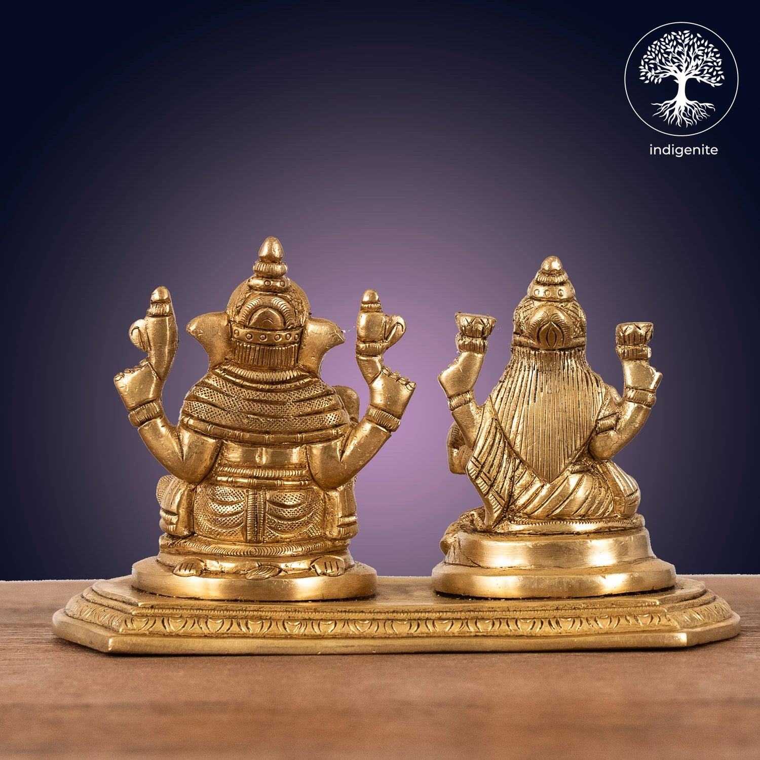 Ganesh Lakshmi Idols with Base - Brass Statue | 3.5 Inch