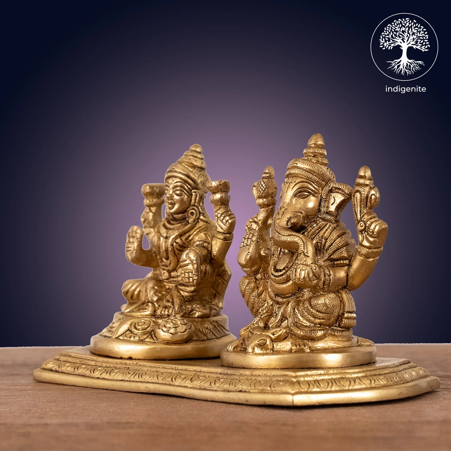 Ganesh Lakshmi Idols with Base - Brass Statue | 3.5 Inch