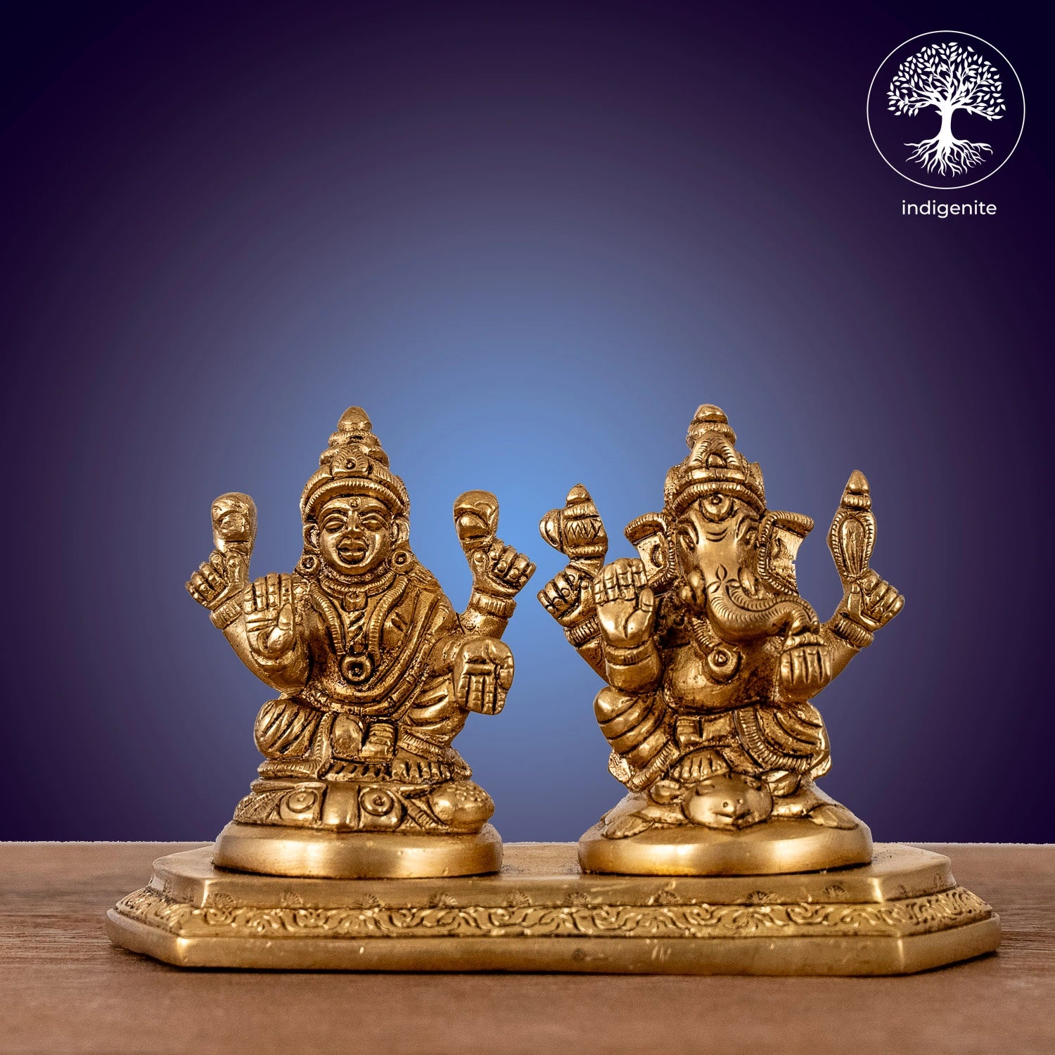 Ganesh Lakshmi Idols with Base - Brass Statue | 3 Inch