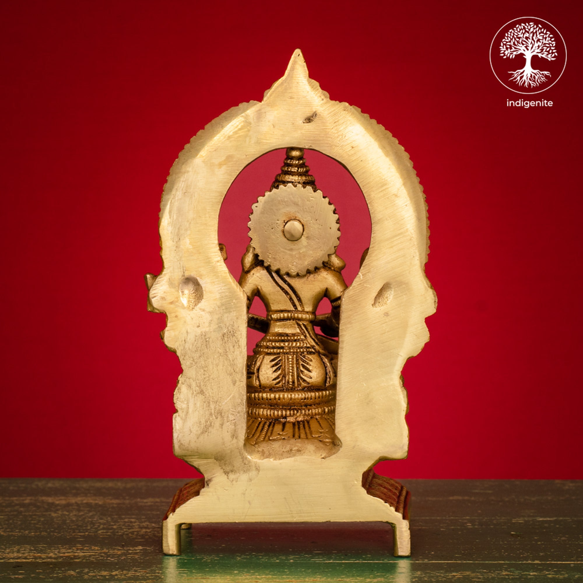 Goddess Saraswati Idol Sitting on Singhasan - Brass Statue