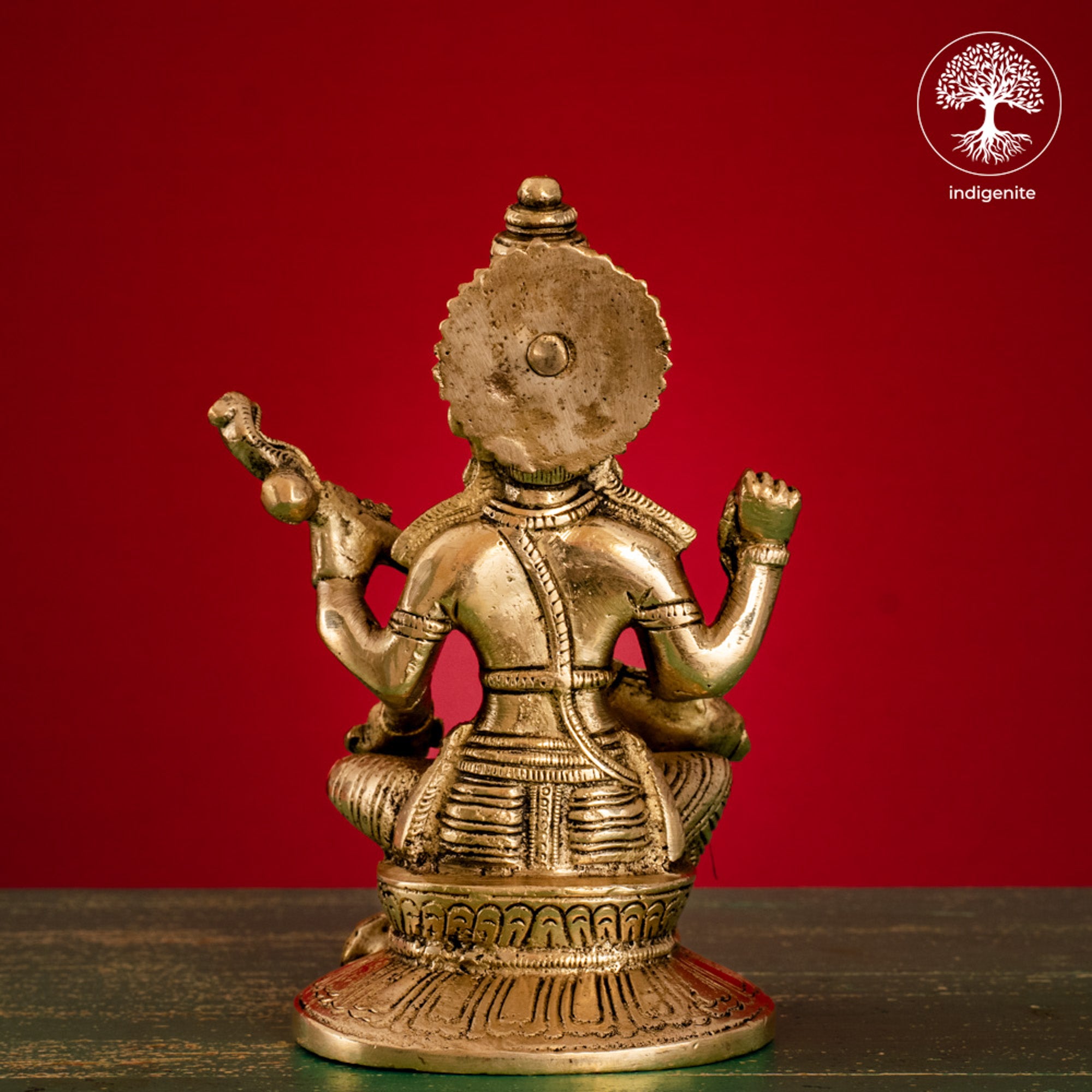 Goddess Saraswati Idol with Base - Brass Statue