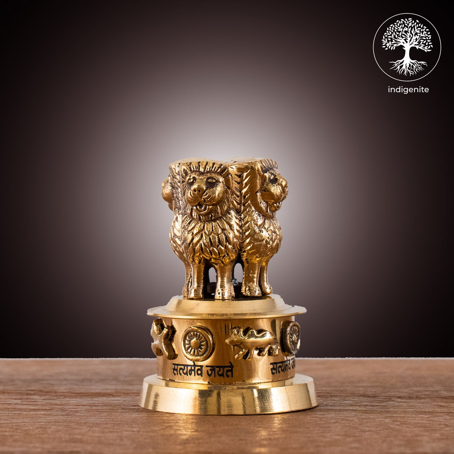 Handcarved Ashoka Pillar - Brass Decorative | 3 Inch