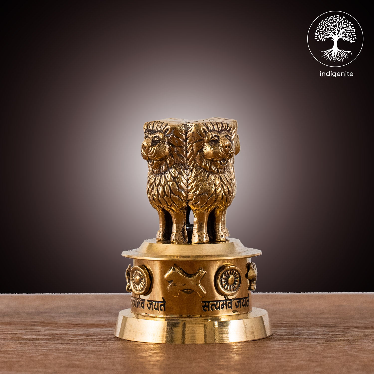 Handcarved Ashoka Pillar - Brass Decorative | 3 Inch