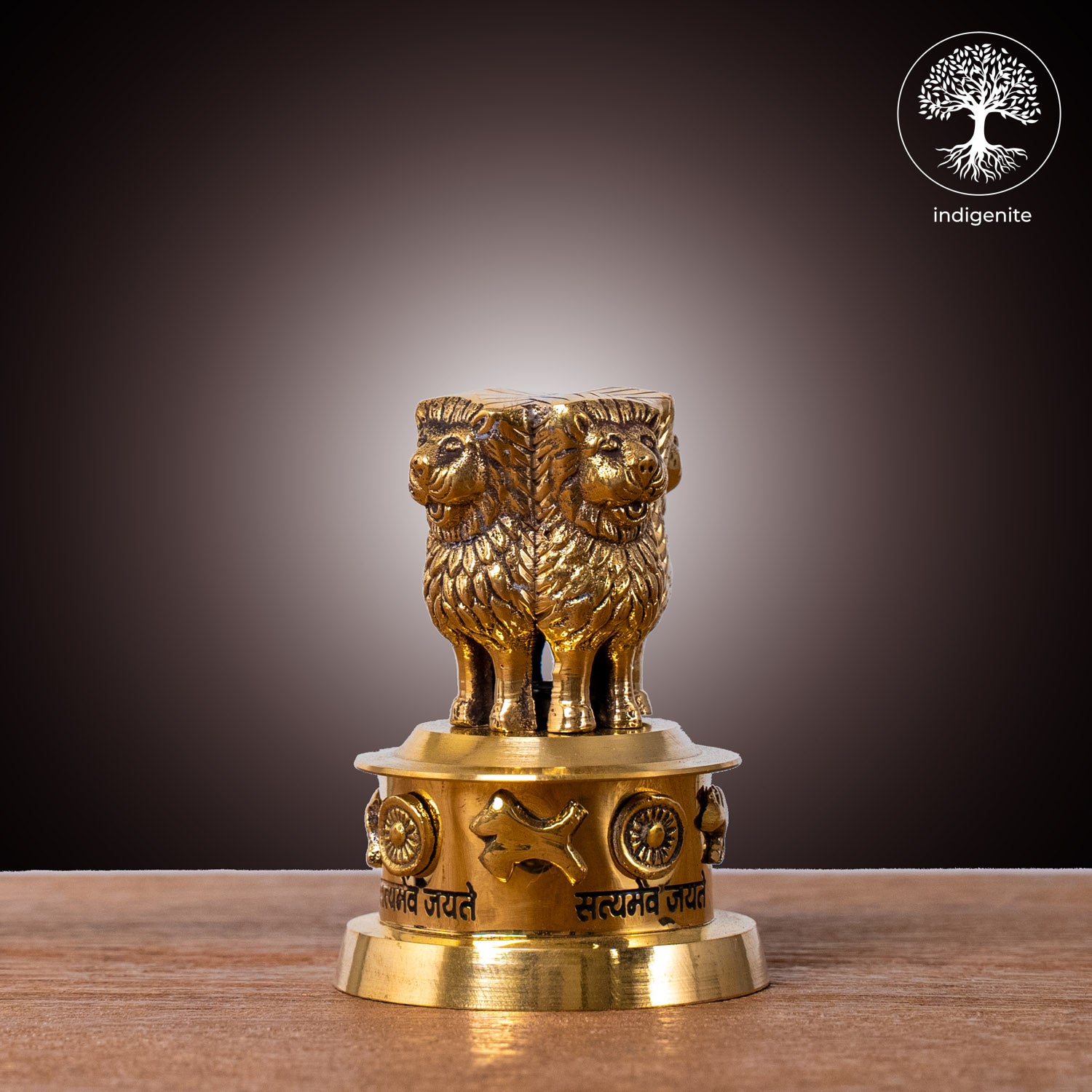 Handcarved Ashoka Pillar - Brass Decorative | 3 Inch