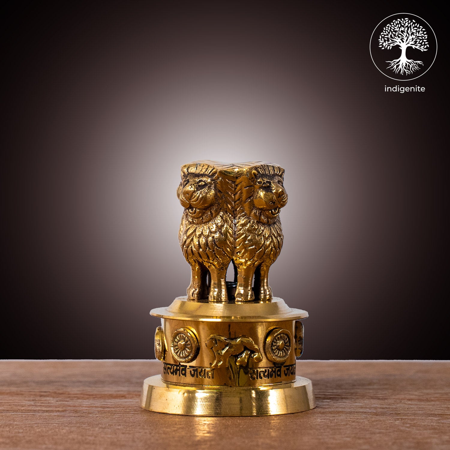 Handcarved Ashoka Pillar - Brass Decorative | 3 Inch
