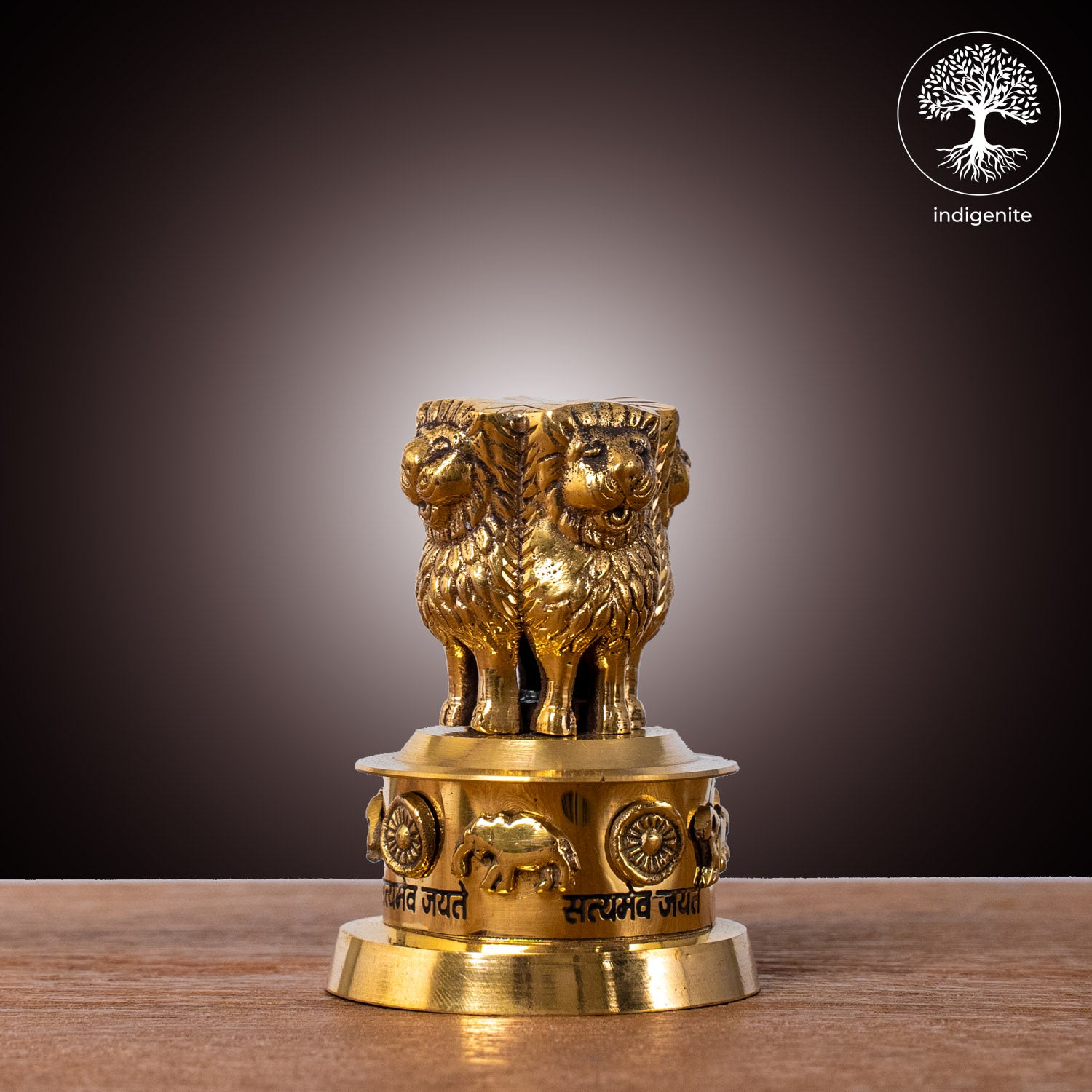 Handcarved Ashoka Pillar - Brass Decorative | 3 Inch