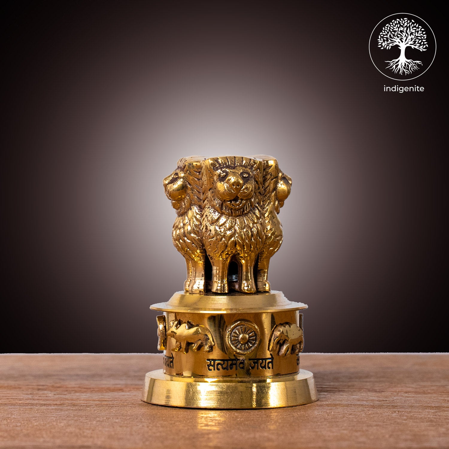 Handcarved Ashoka Pillar - Brass Decorative | 3 Inch