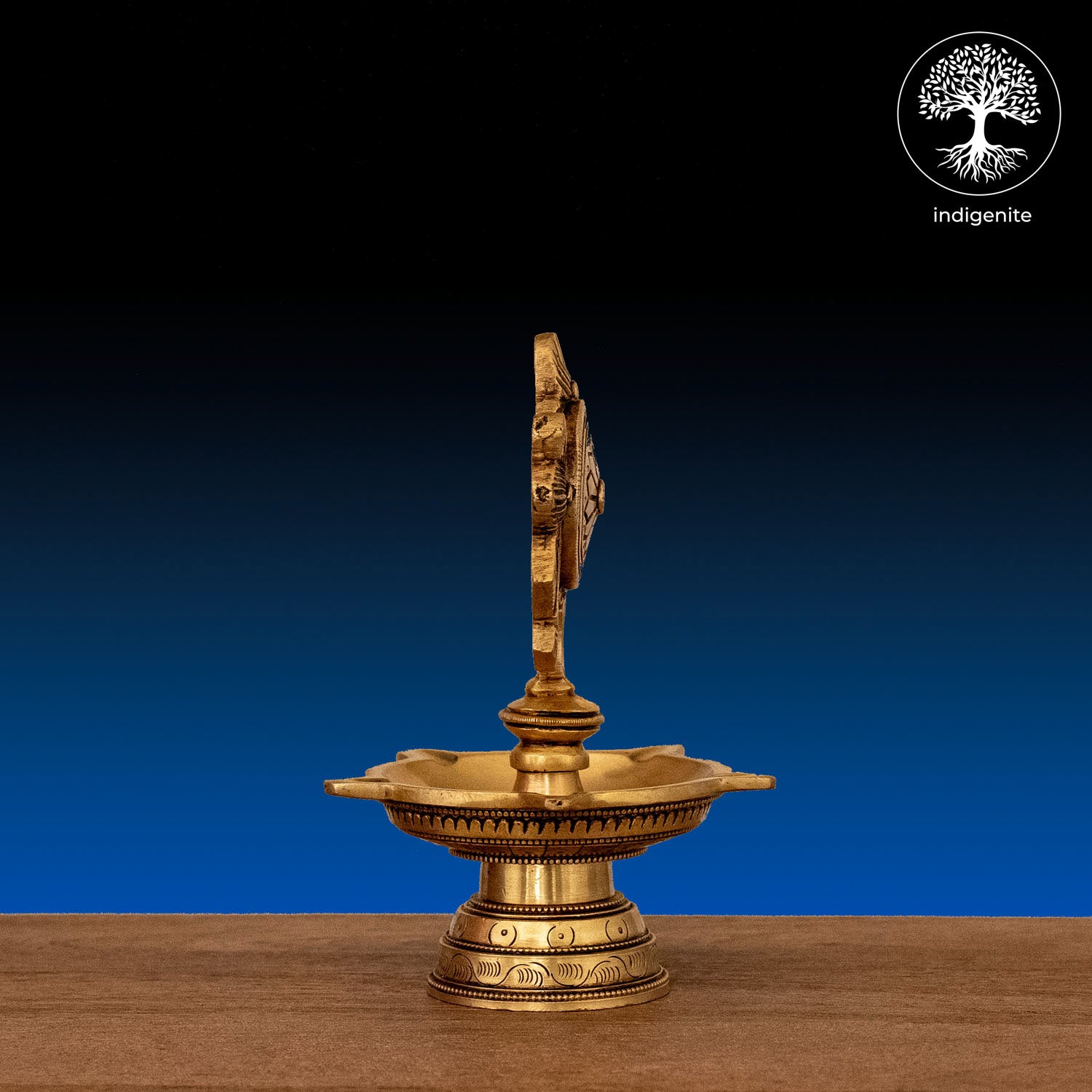 Handcarved Chakra Diya - Brass Lamp