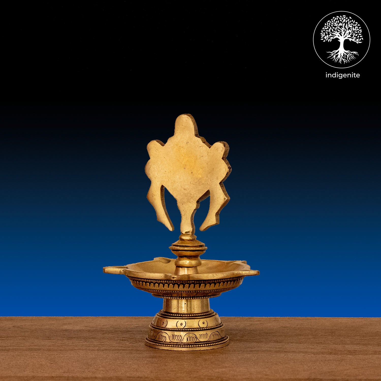 Handcarved Chakra Diya - Brass Lamp