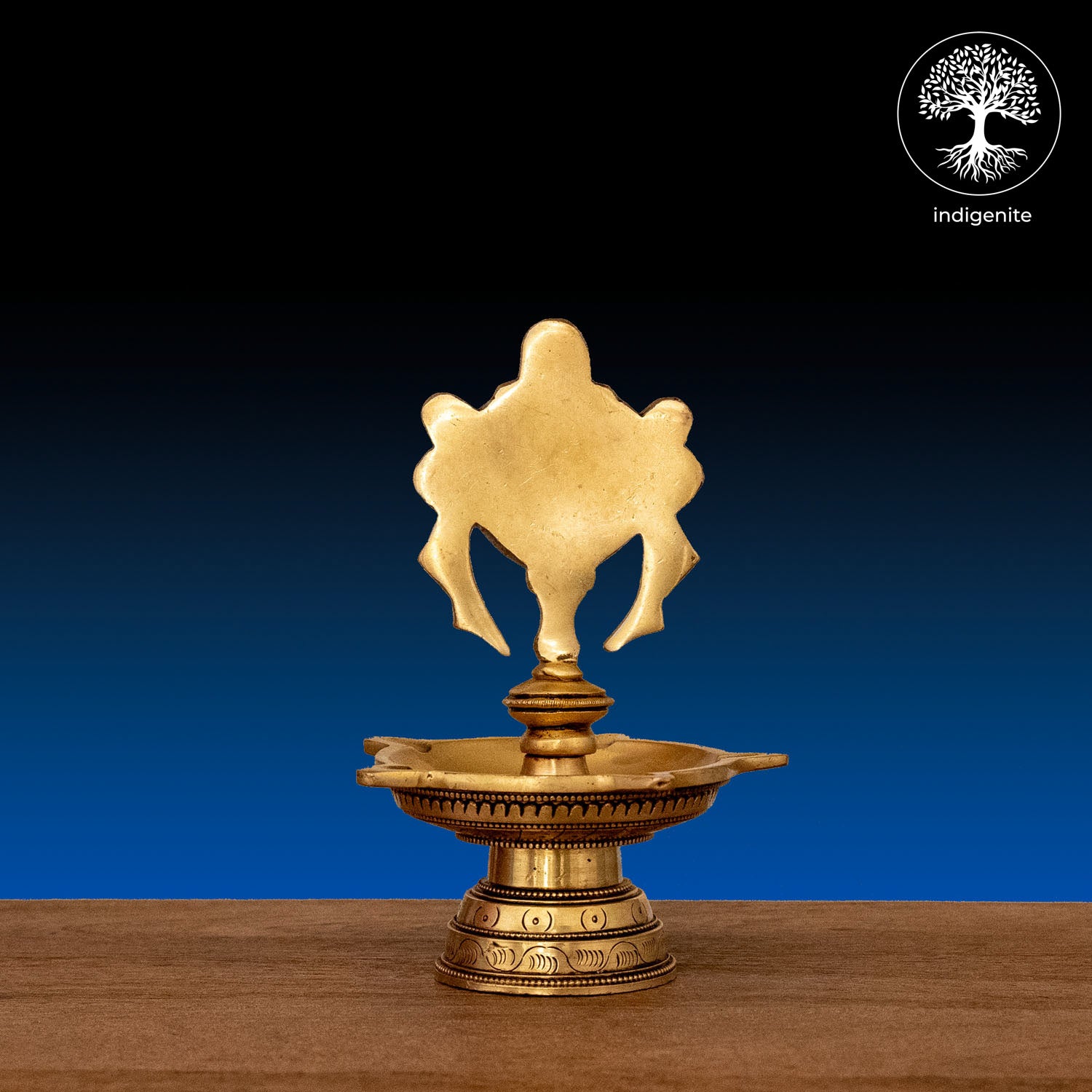 Handcarved Chakra Diya - Brass Lamp