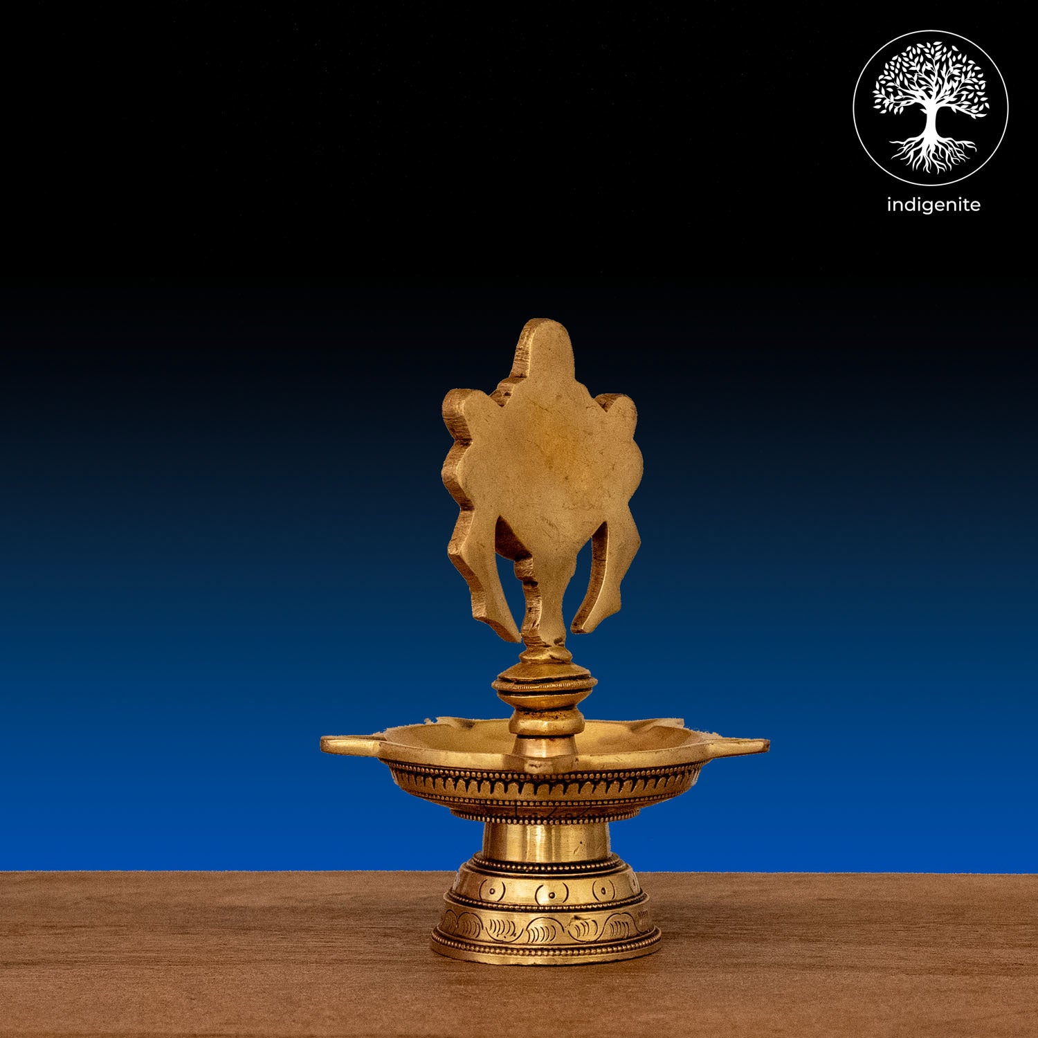 Handcarved Chakra Diya - Brass Lamp
