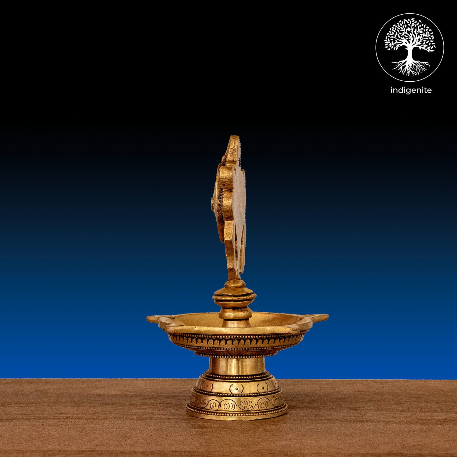 Handcarved Chakra Diya - Brass Lamp