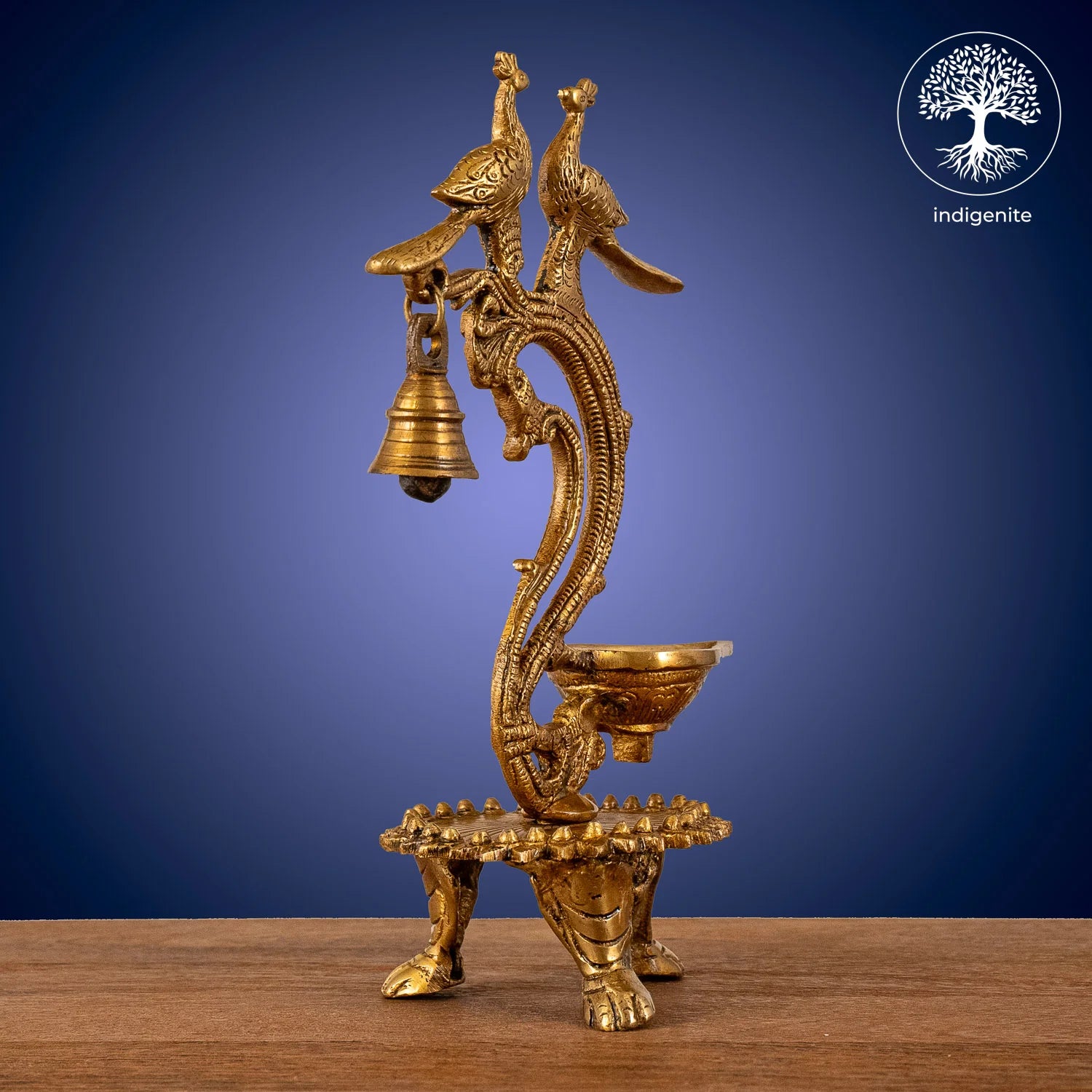 Peacock with Bell Diya - Brass Decorative