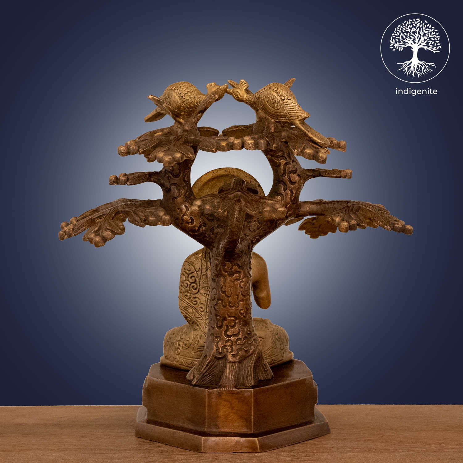 Lord Buddha Idol Sitting Under the Tree in Abhaya Mudra - Brass Statue