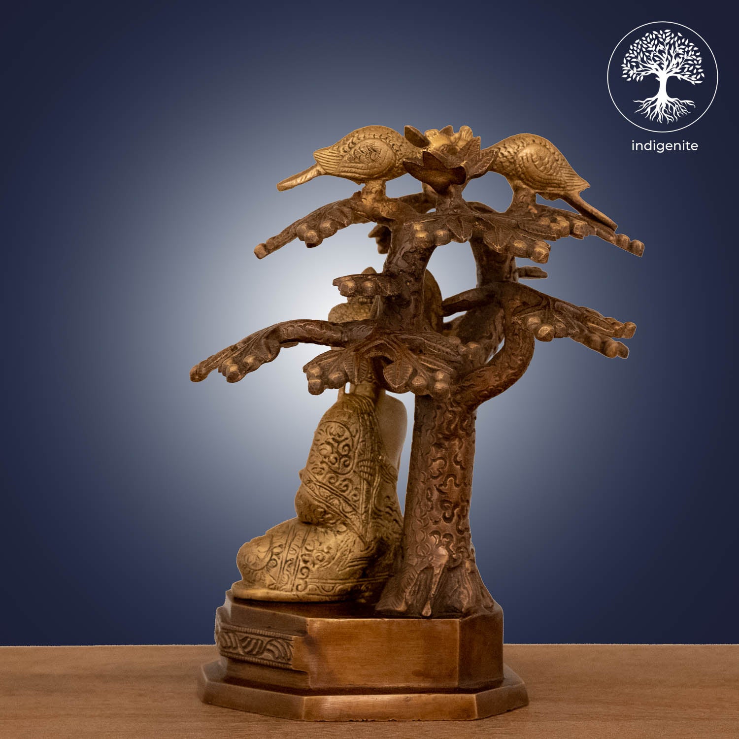 Lord Buddha Idol Sitting Under the Tree in Abhaya Mudra - Brass Statue