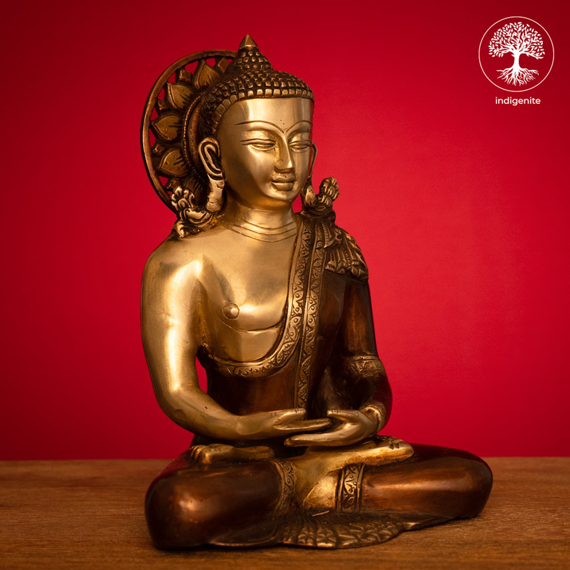 Lord Buddha Idol Sitting in Dhyan Mudra - Brass Statue