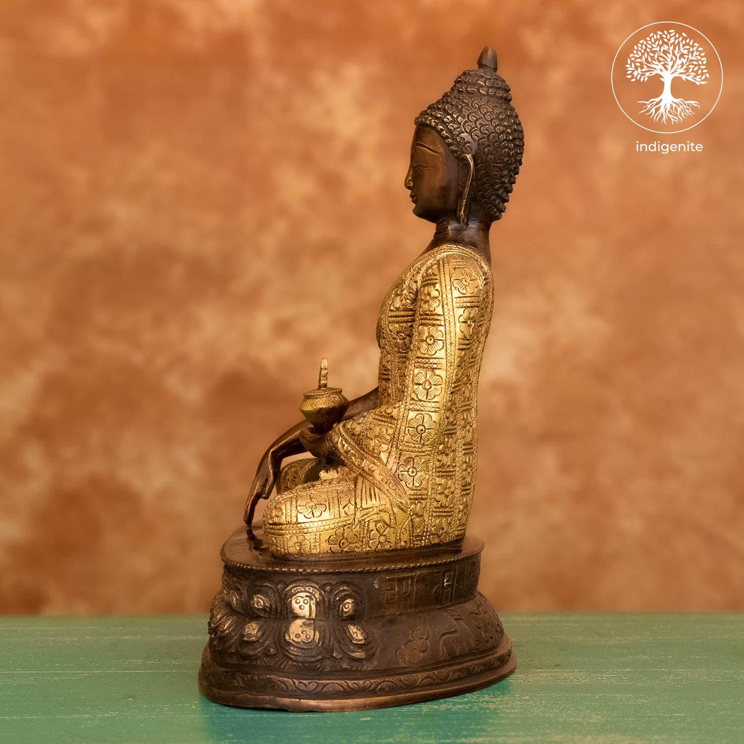 Lord Buddha Idol Sitting in Varada Mudra - Brass Statue