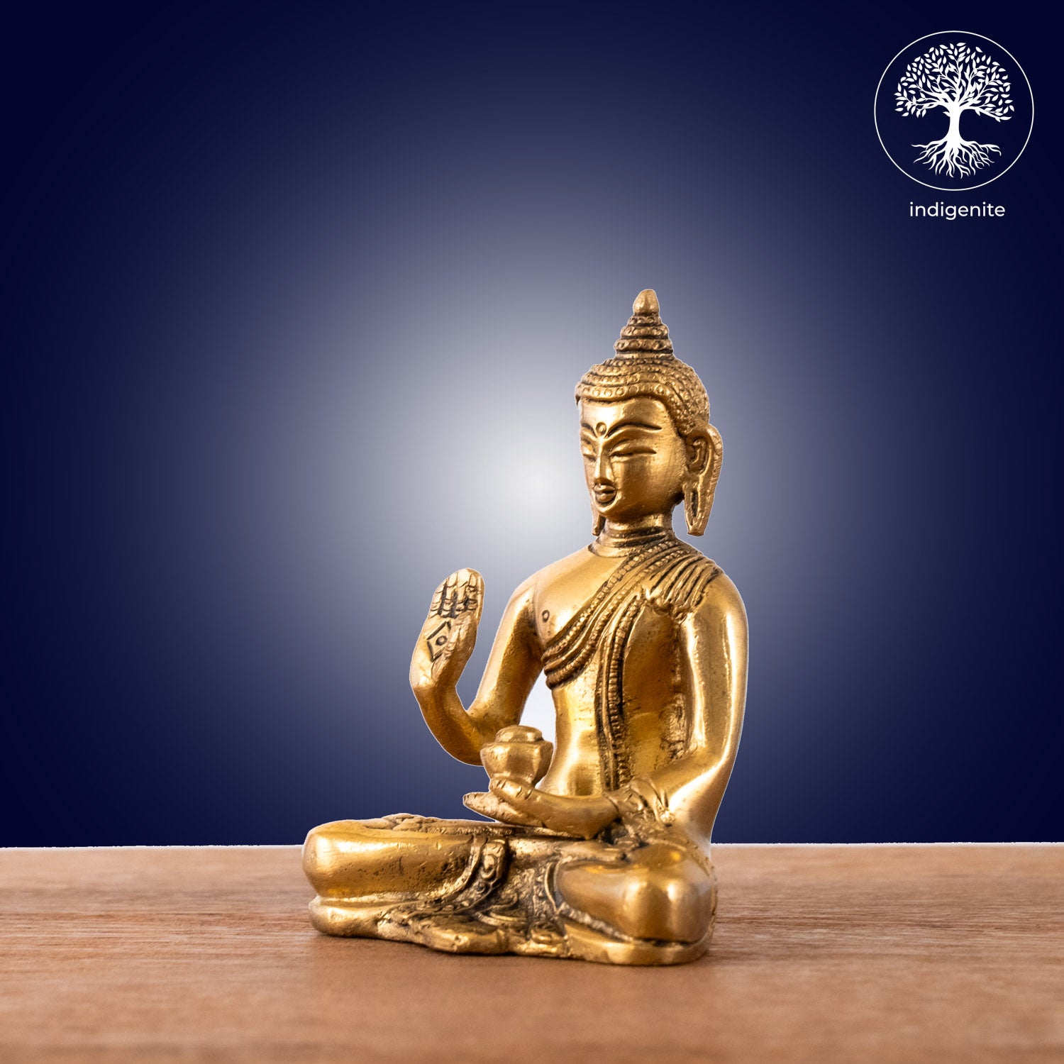 Lord Buddha Sitting In Abhaya Mudra - Brass Statue | 4 Inch