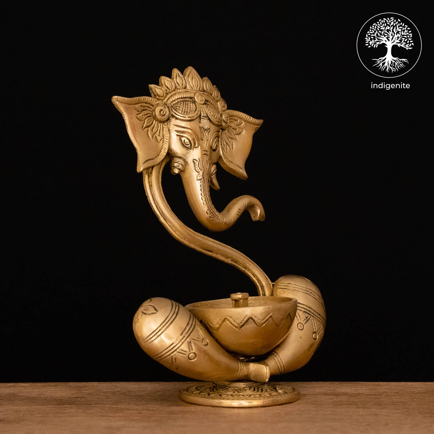 Lord Ganesh Diya - Brass Staue