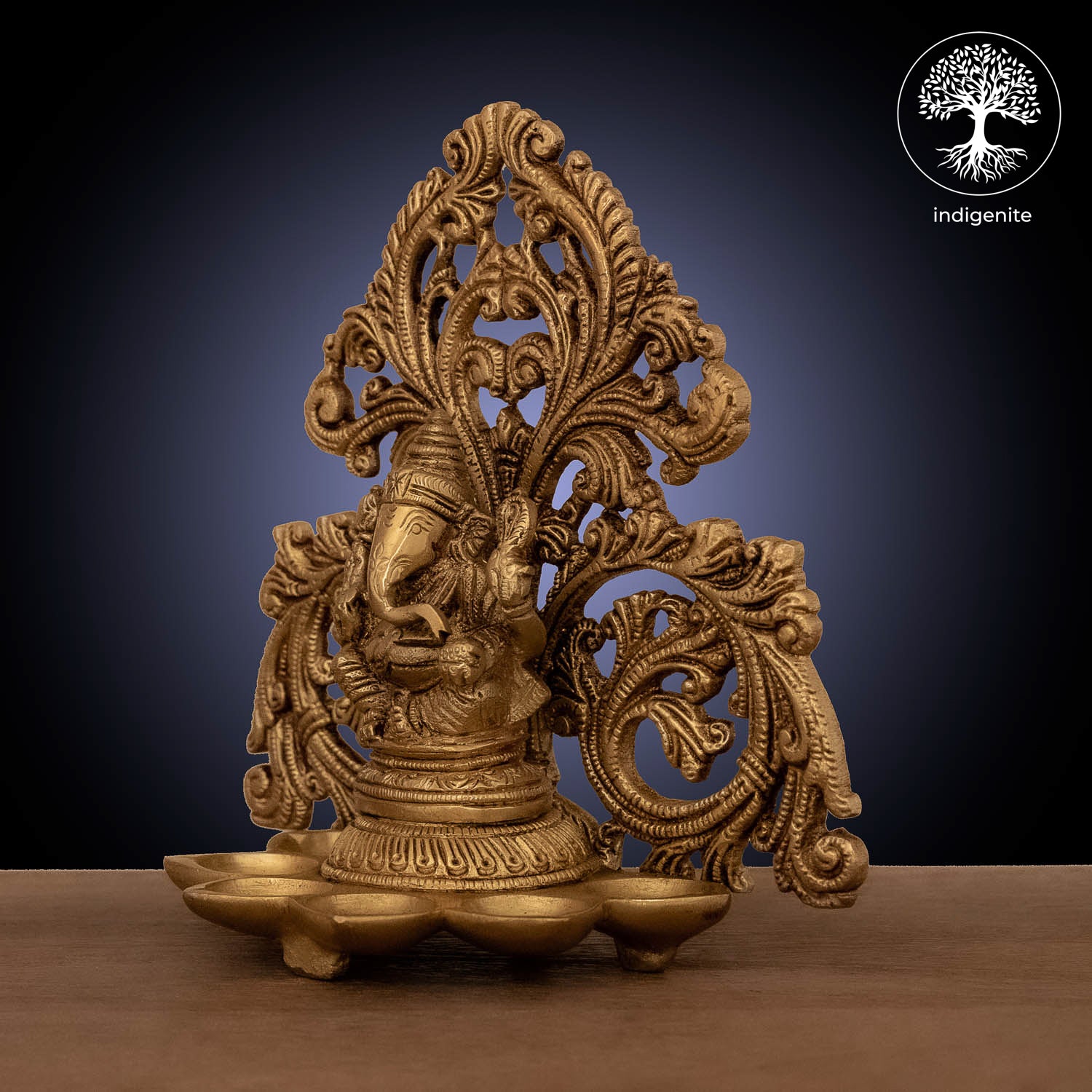 Lord Ganesh Sitting Diya Lamp - Brass Statue