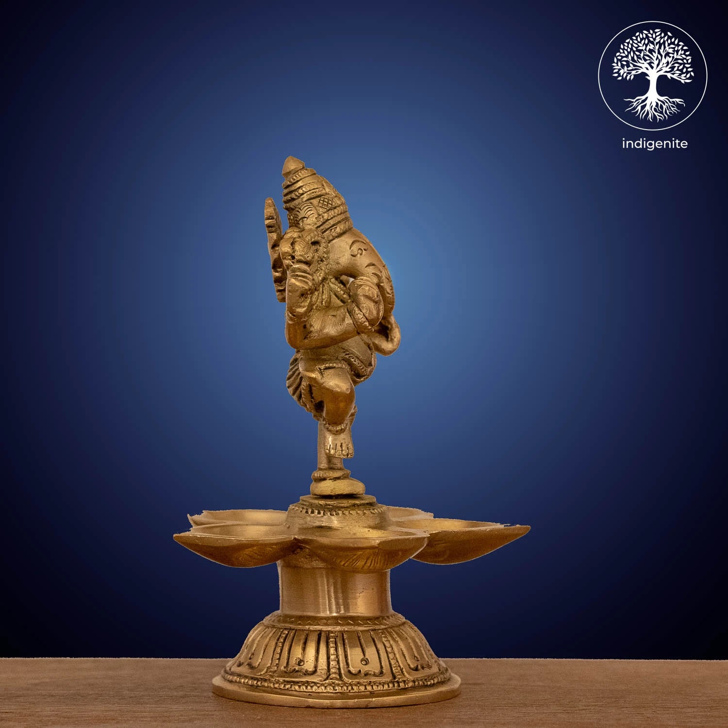 Lord Ganesh Standing Diya Lamp - Brass Statue