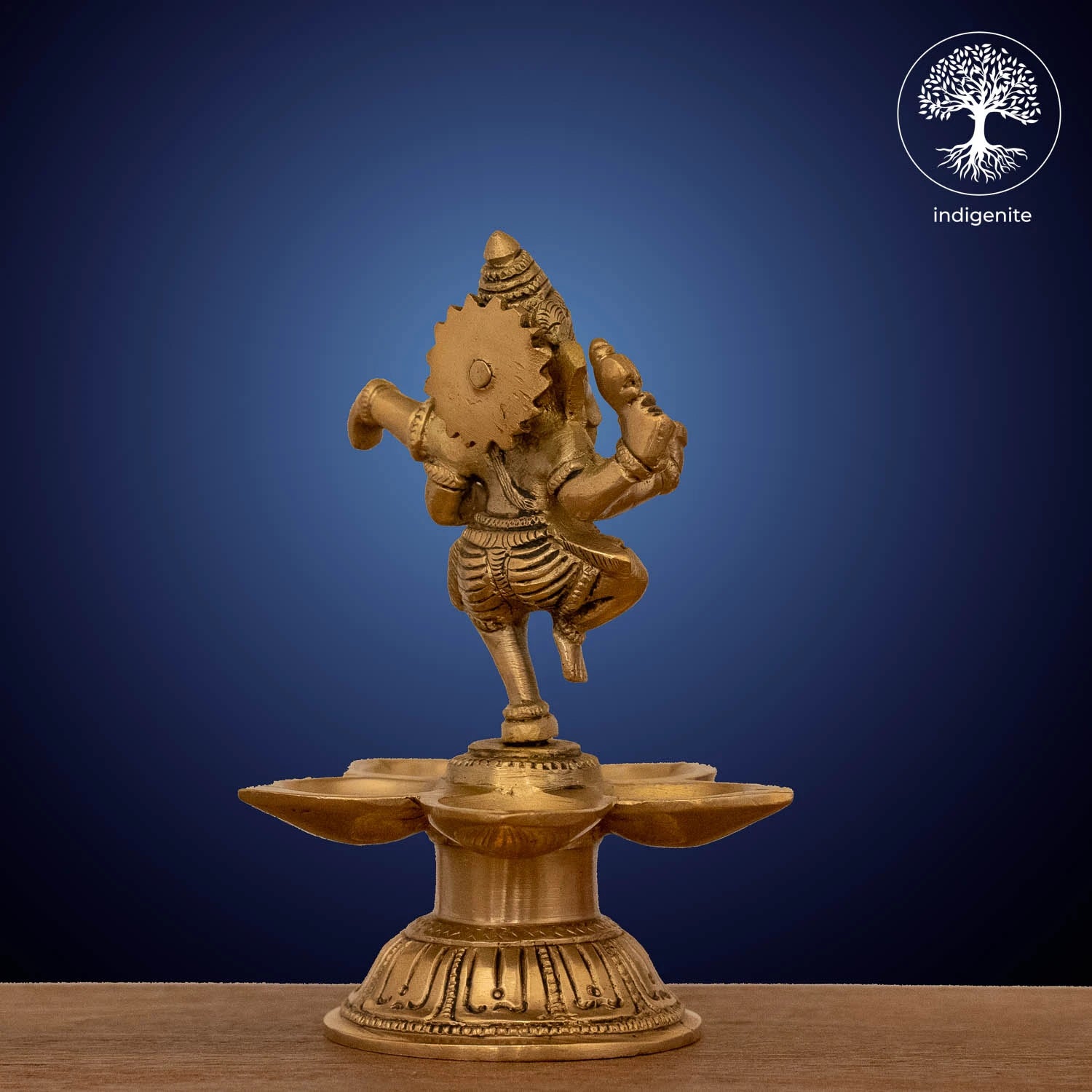 Lord Ganesh Standing Diya Lamp - Brass Statue