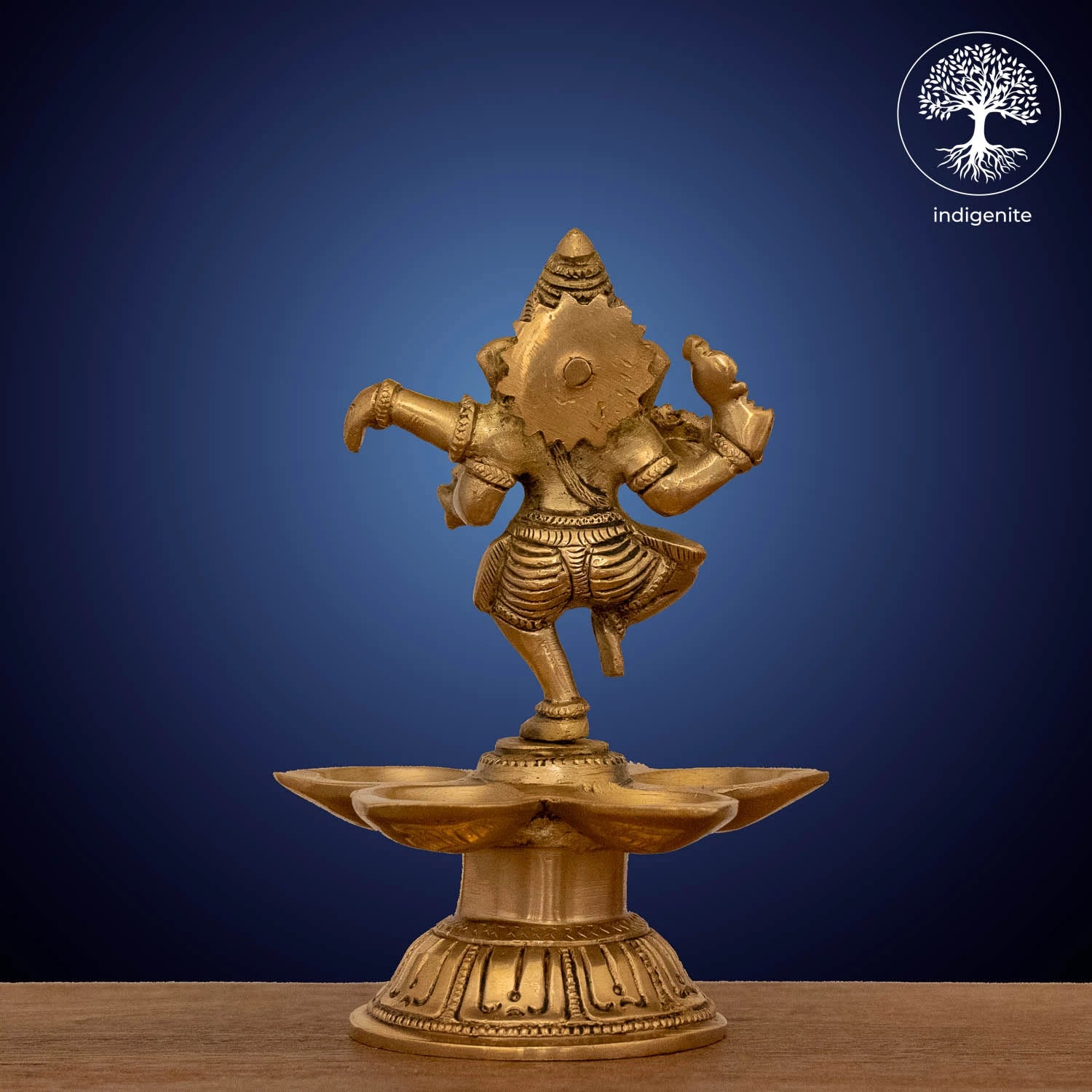 Lord Ganesh Standing Diya Lamp - Brass Statue