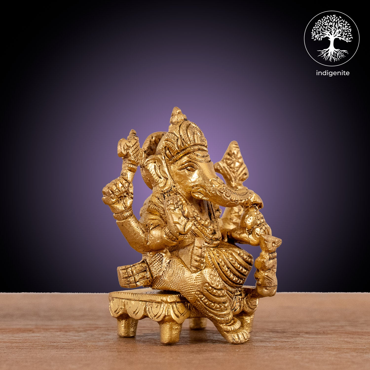 Lord Ganesh on Chowki - Brass Statue