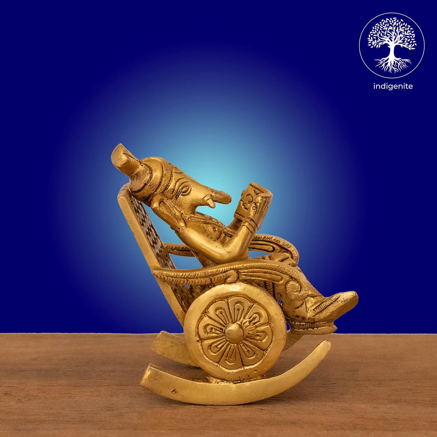 Lord Ganesh on Rocking Chair - Brass Statue