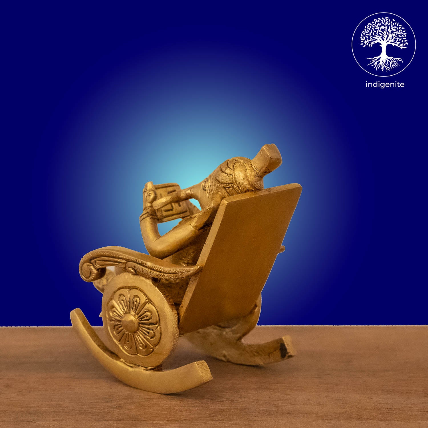 Lord Ganesh on Rocking Chair - Brass Statue