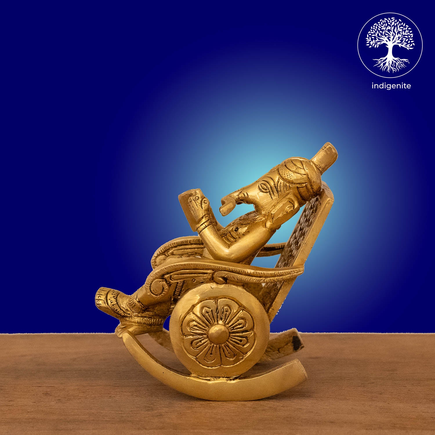 Lord Ganesh on Rocking Chair - Brass Statue
