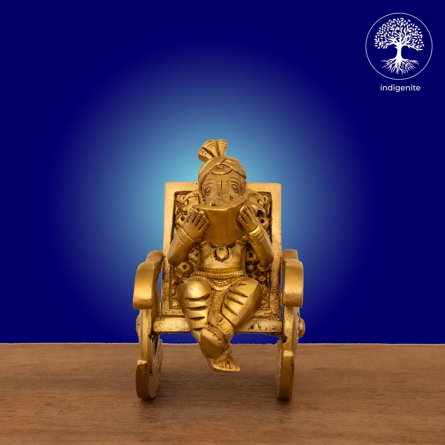 Lord Ganesh on Rocking Chair - Brass Statue