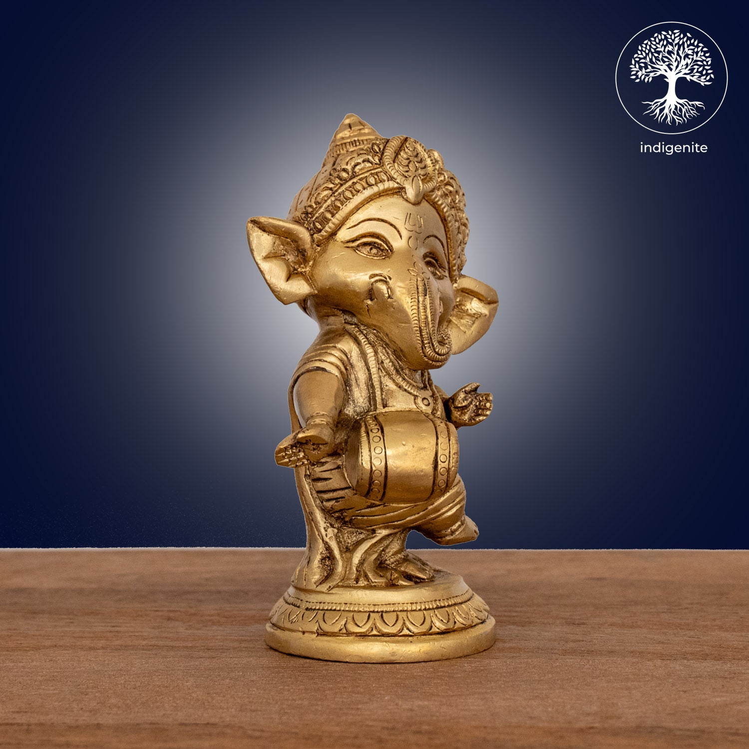 Lord Ganesh with Dholak - Brass Statue